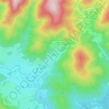 Mapa topográfico Houppach, altitude, relevo