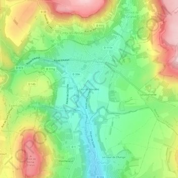 Mapa topográfico Lieu dit Maraine, altitude, relevo