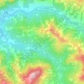Mapa topográfico Casa Perotti, altitude, relevo