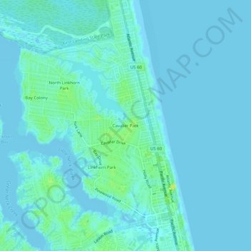 Mapa topográfico Cavalier Park, altitude, relevo