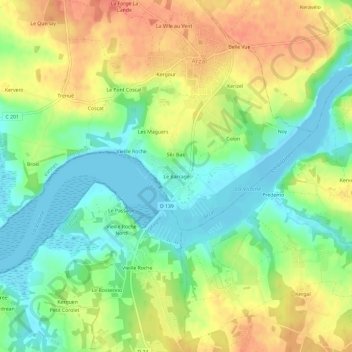 Mapa topográfico Le Barrage, altitude, relevo