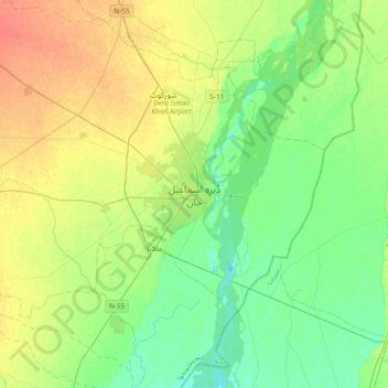 Mapa topográfico Dera Ismail Khan, altitude, relevo
