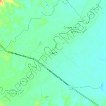 Mapa topográfico El Alto, altitude, relevo