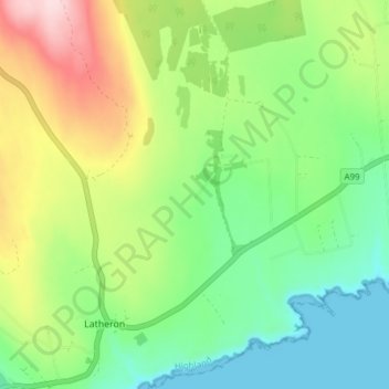 Mapa topográfico Standing, altitude, relevo