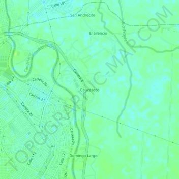 Mapa topográfico Caucaseco, altitude, relevo
