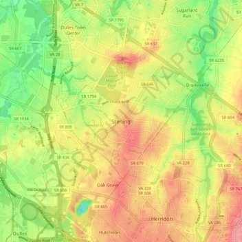 Mapa topográfico Sterling, altitude, relevo