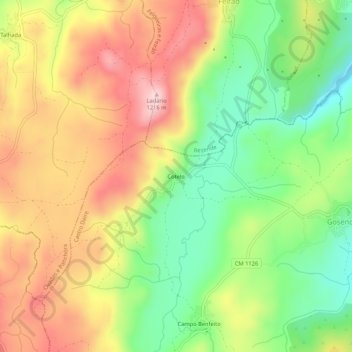 Mapa topográfico Cotelo, altitude, relevo