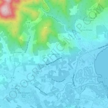 Mapa topográfico Les Cagnignons, altitude, relevo
