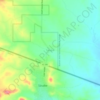 Mapa topográfico Sasabe, altitude, relevo