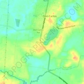 Mapa topográfico Pinamaloy, altitude, relevo