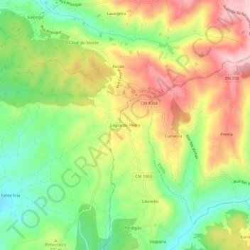 Mapa topográfico Lagoa da Pedra, altitude, relevo