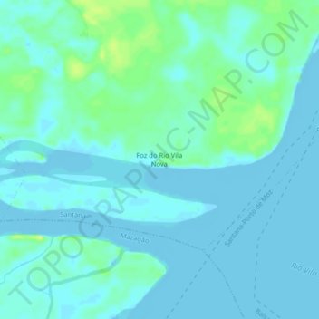 Mapa topográfico Foz do Rio Vila Nova, altitude, relevo