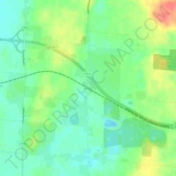 Mapa topográfico Custer, altitude, relevo