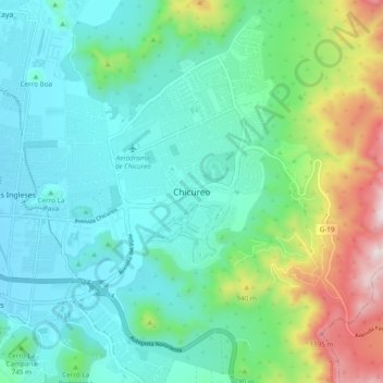Mapa topográfico Chicureo, altitude, relevo