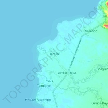 Mapa topográfico Taraka, altitude, relevo