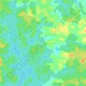 Mapa topográfico Sebong Pereh, altitude, relevo