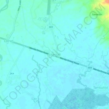 Mapa topográfico Libertad, altitude, relevo