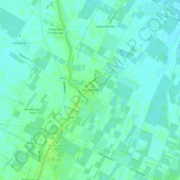 Mapa topográfico San Lorenzo, altitude, relevo