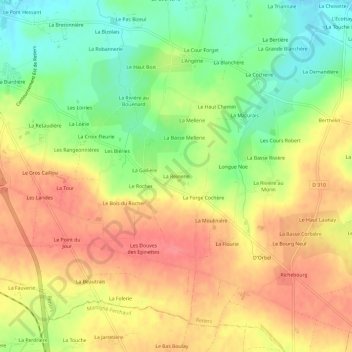 Mapa topográfico La Reinerie, altitude, relevo