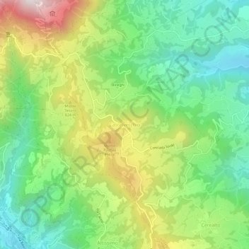 Mapa topográfico Castelvecchio, altitude, relevo