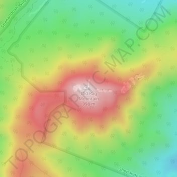 Mapa topográfico Old Rag Mountain, altitude, relevo