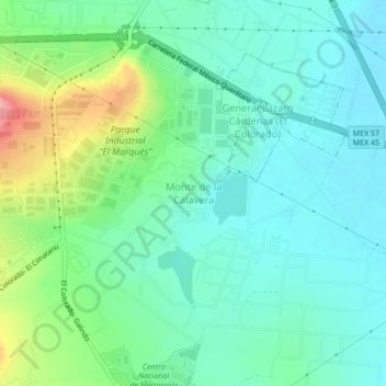 Mapa topográfico Monte de la Calavera, altitude, relevo