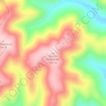 Mapa topográfico Sexton Mountain, altitude, relevo