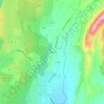 Mapa topográfico Chabrol, altitude, relevo