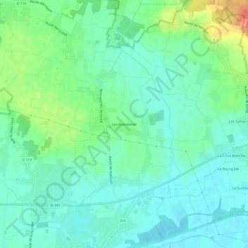 Mapa topográfico Les Braudières, altitude, relevo