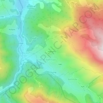 Mapa topográfico Villargein, altitude, relevo