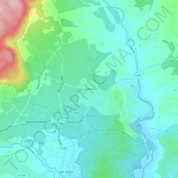 Mapa topográfico Le Mitan, altitude, relevo