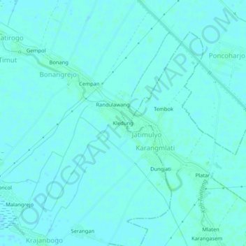 Mapa topográfico Kledung, altitude, relevo