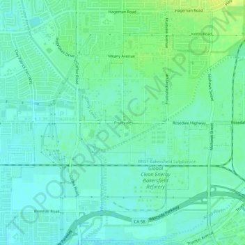 Mapa topográfico Fruitvale, altitude, relevo