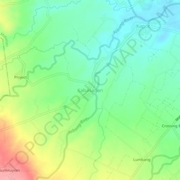 Mapa topográfico Kabasagan, altitude, relevo