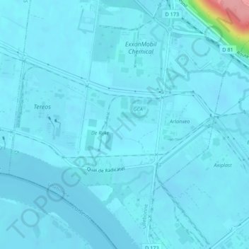 Mapa topográfico Les Herbages, altitude, relevo