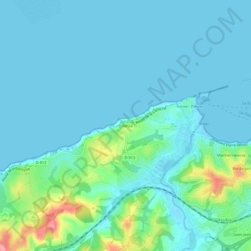 Mapa topográfico Erlaitza, altitude, relevo
