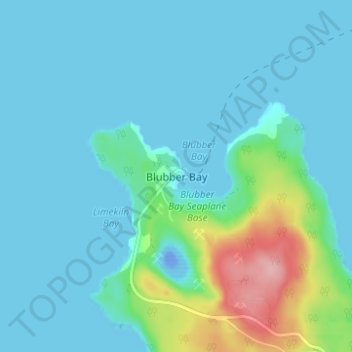 Mapa topográfico Blubber Bay, altitude, relevo