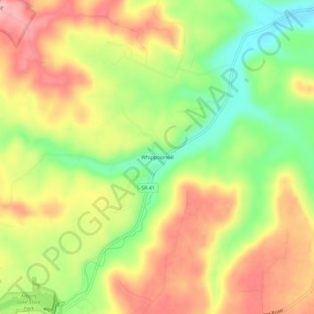 Mapa topográfico Whippoorwill, altitude, relevo