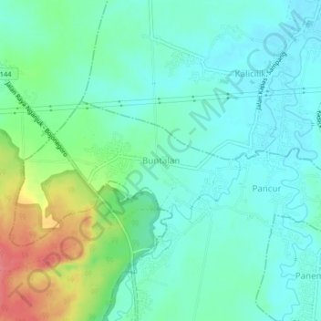 Mapa topográfico Buntalan, altitude, relevo