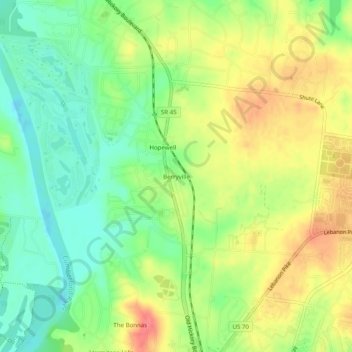 Mapa topográfico Berryville, altitude, relevo