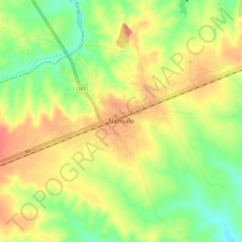 Mapa topográfico Namialo, altitude, relevo