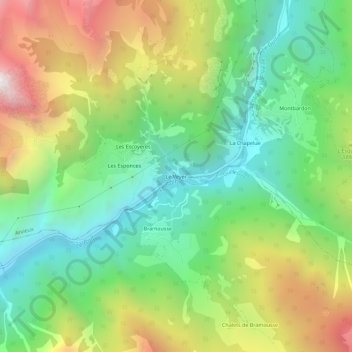 Mapa topográfico Le Veyer, altitude, relevo