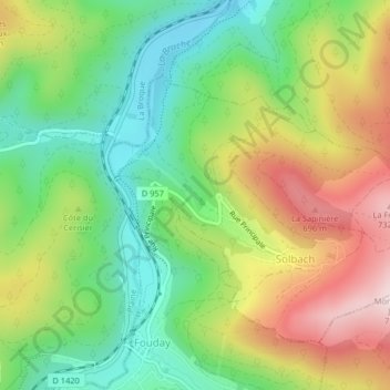 Mapa topográfico Journée, altitude, relevo