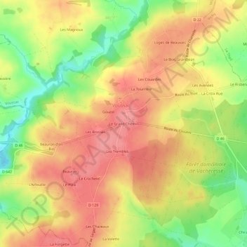 Mapa topográfico Le Grand Chemin, altitude, relevo