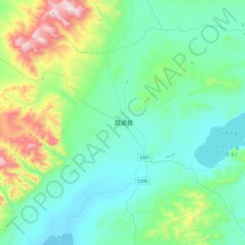 Mapa topográfico 双湖县, altitude, relevo