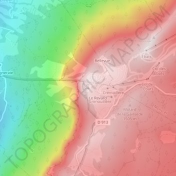 Mapa topográfico Mont Revard, altitude, relevo