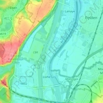 Mapa topográfico Nivelle, altitude, relevo