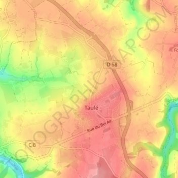 Mapa topográfico Lanninor, altitude, relevo