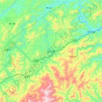 Mapa topográfico Taijiang, altitude, relevo