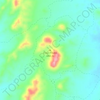 Mapa topográfico Four Peaks, altitude, relevo